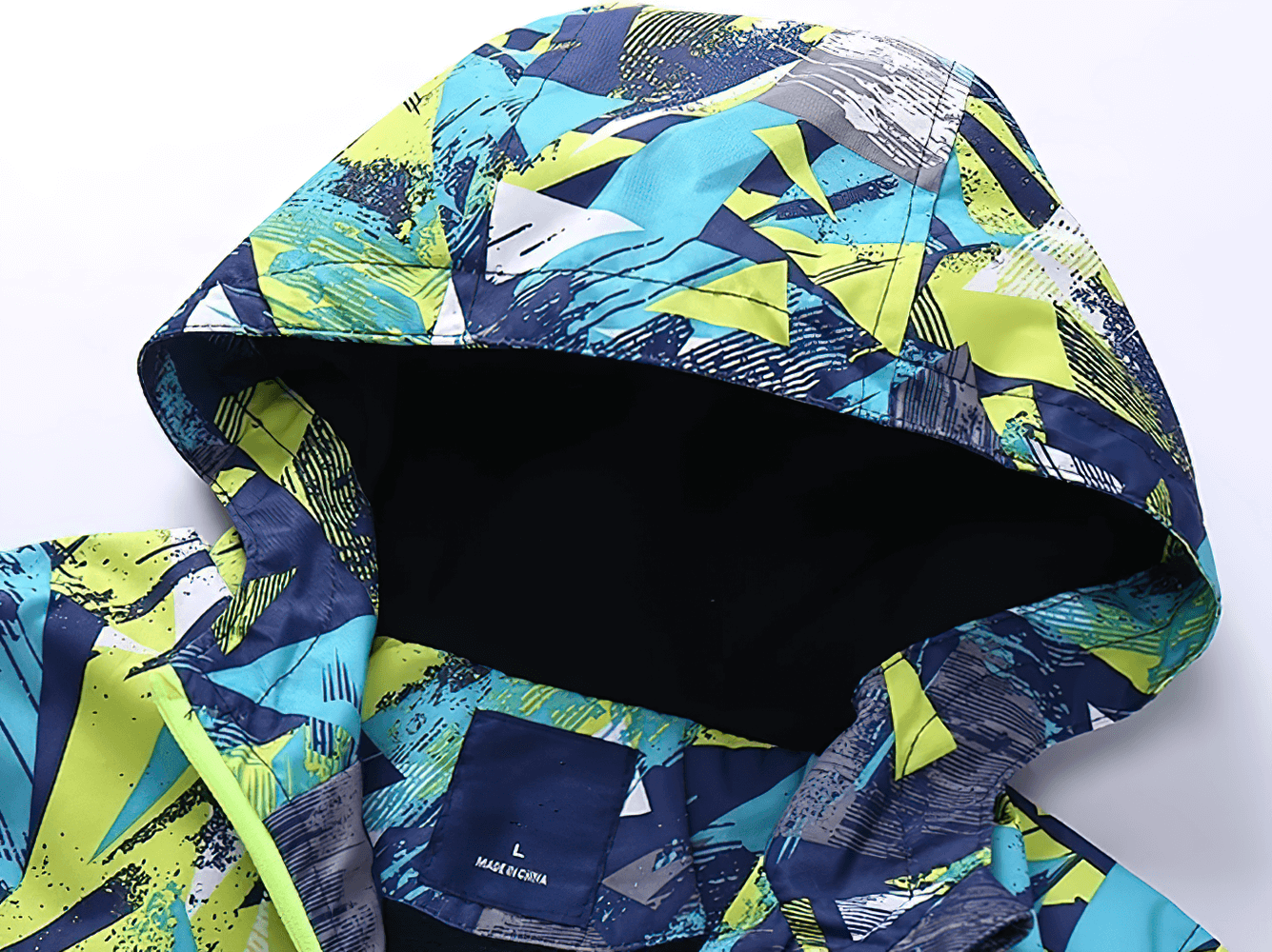 Vibrant Kids Fleece Lining Zip Up Hooded Rain Jacket - SF3604 with stylish color block pattern and cozy fleece lining for warmth.