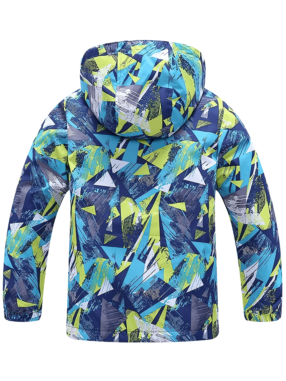 Kids Fleece Lining Zip Up Hooded Rain Jacket - SF3604 with colorful patterns, perfect for rainy and windy play, featuring a cozy fleece lining.