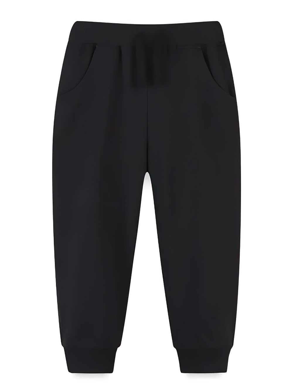 Kids Fleece Pants with Drawstring and Rib Cuffs - SF3811 in black, featuring side pockets. Perfect for active children.
