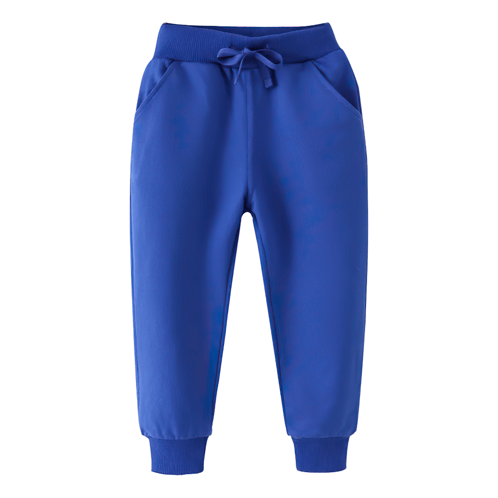 Kids Fleece Pants with Drawstring and Rib Cuffs - SF3811 in vibrant blue, perfect for active play and everyday comfort.