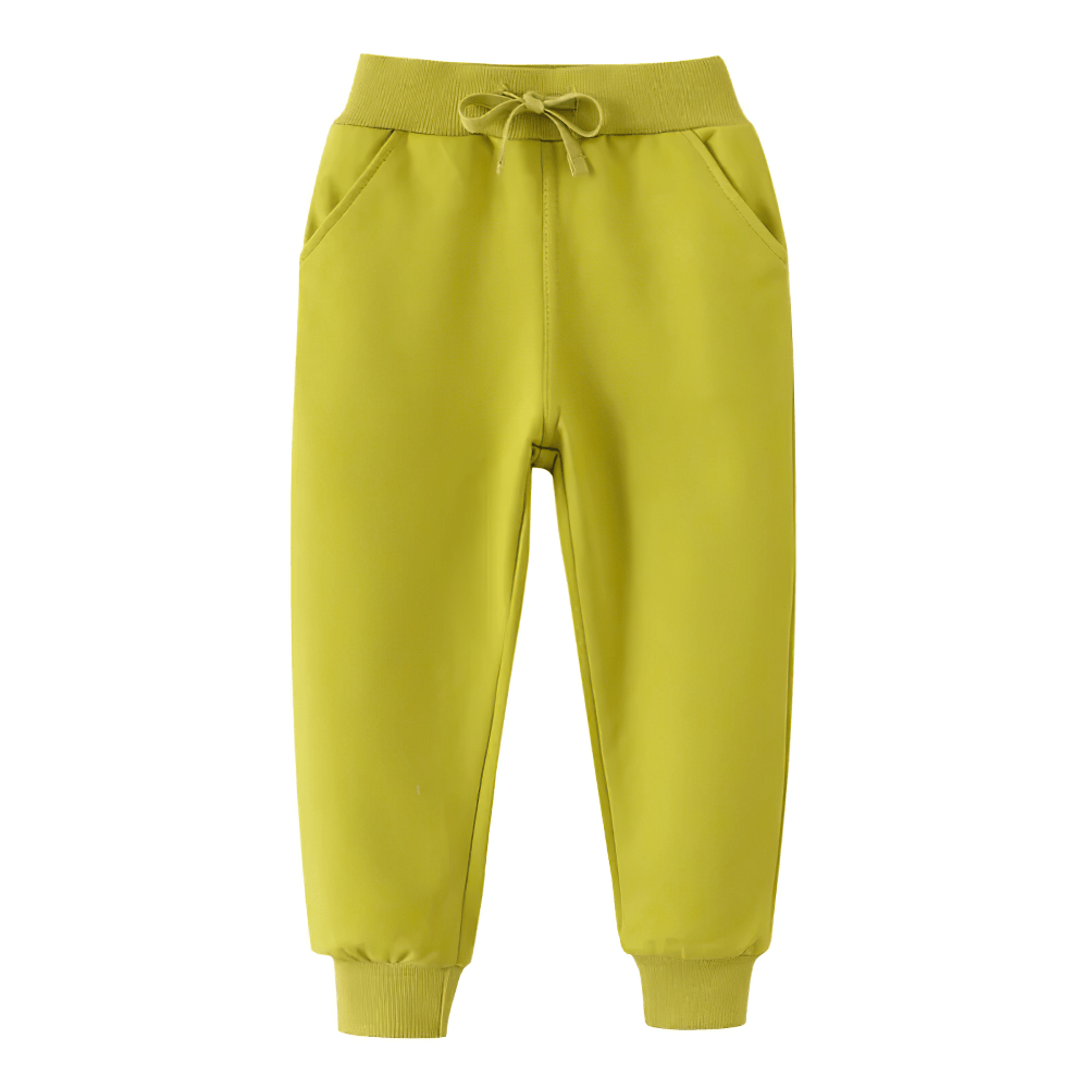 Kids Fleece Pants with Drawstring and Rib Cuffs - SF3811 in vibrant yellow, perfect for active play and sports.