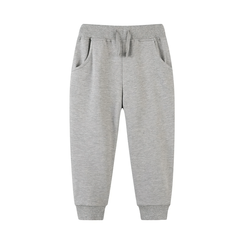 Kids Fleece Pants with Drawstring and Rib Cuffs - SF3811 in grey. Soft and comfy jogger pants for active kids with side pockets.