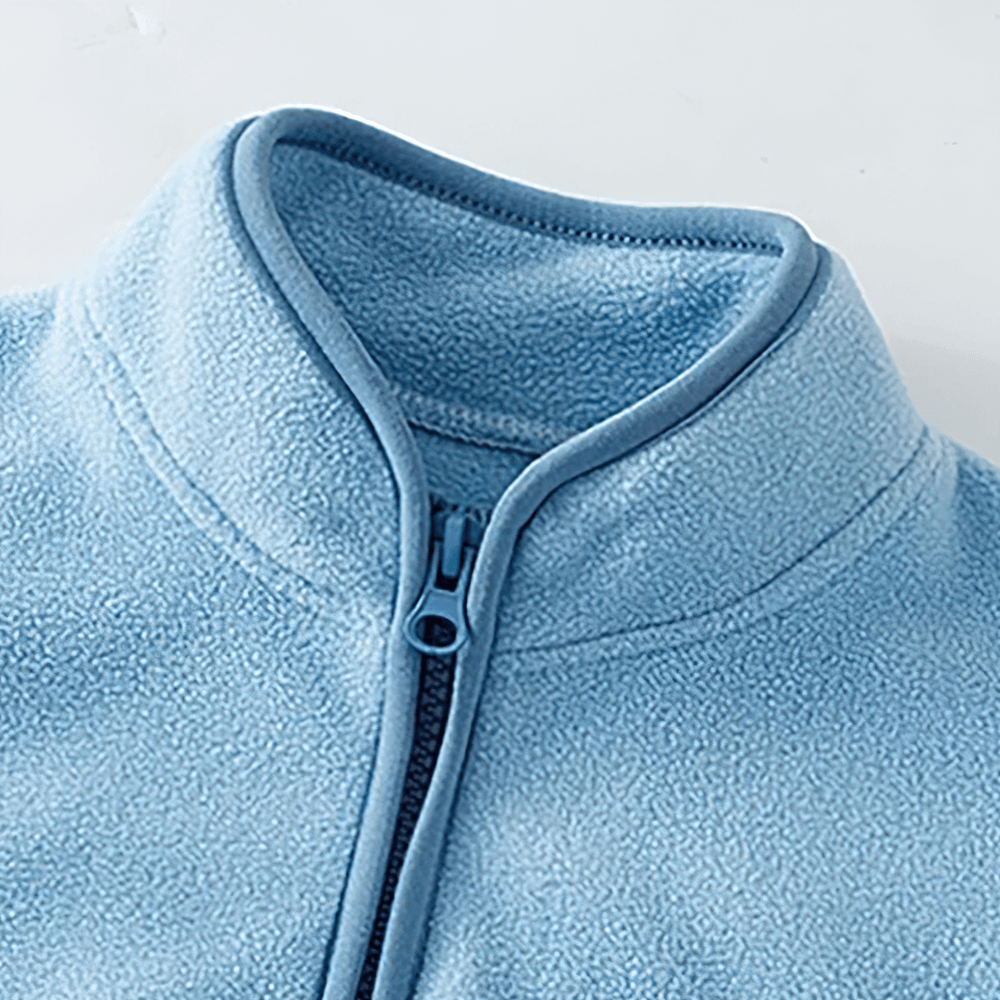 Light blue Kids Fleece Sweatshirt with Half Zip Polckets - SF3578 featuring a cozy stand collar, ideal for outdoor adventures.