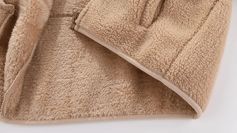 Close-up of the Kids Fleece Zip Jacket with Contrast Pocket Design - SF3509 showcasing soft sherpa lining and fleece exterior.