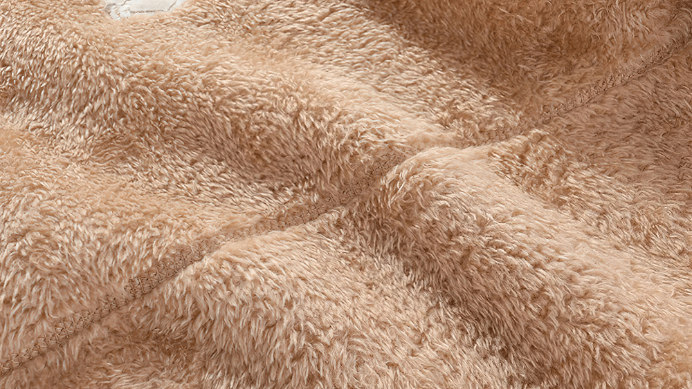 Close-up of soft textured sherpa fleece fabric from Kids Fleece Zip Jacket with Contrast Pocket Design - SF3509.