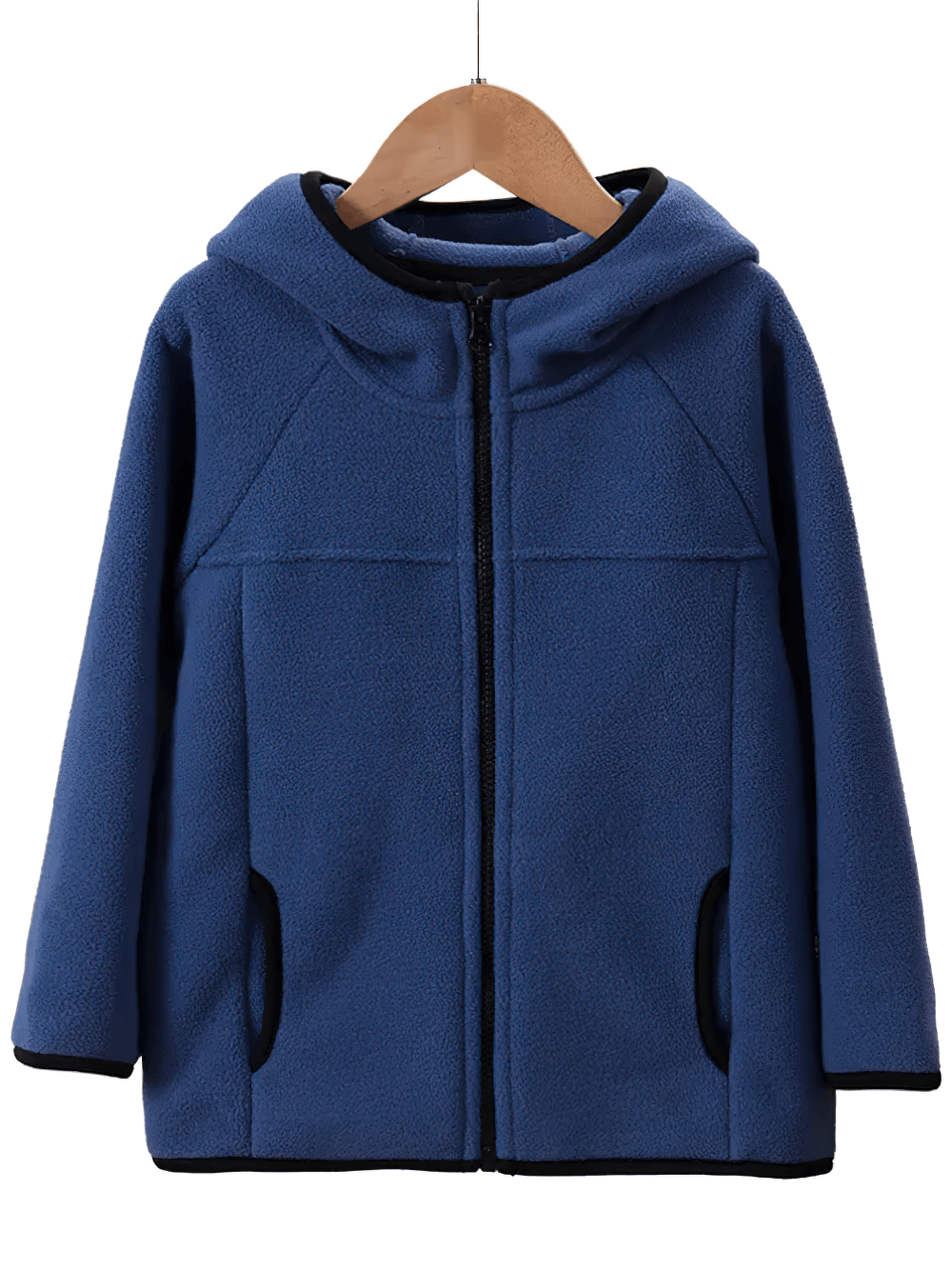 Kids Fleece Zip-Up Jacket with Contrast Trim - SF3828 in blue color, cozy and stylish with zip closure and contrasting trim.