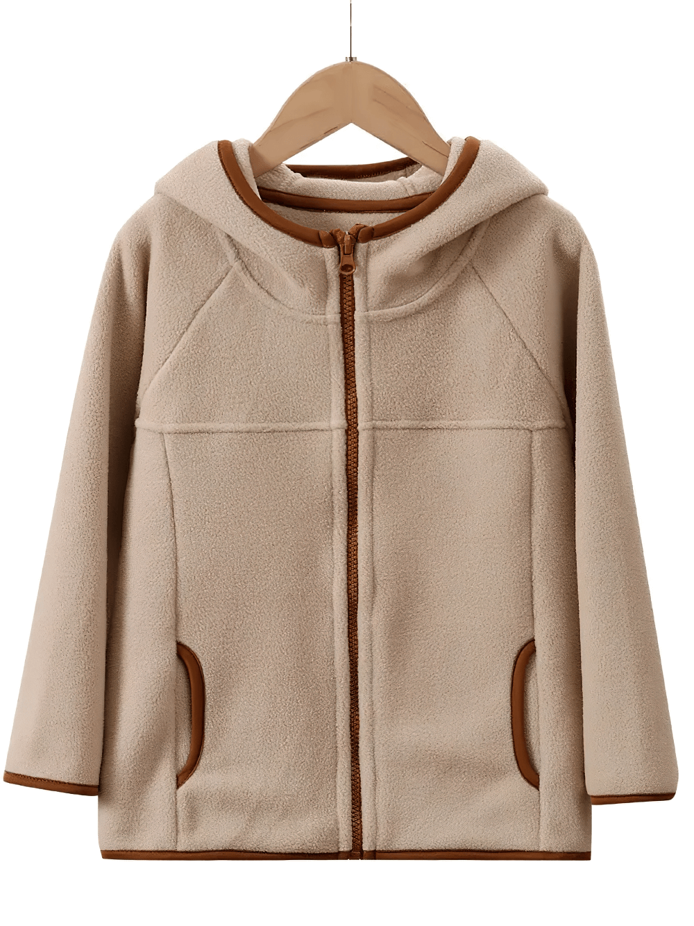 Kids Fleece Zip-Up Jacket with Contrast Trim - SF3828 in cozy design, featuring warm material and stylish contrasting trim.