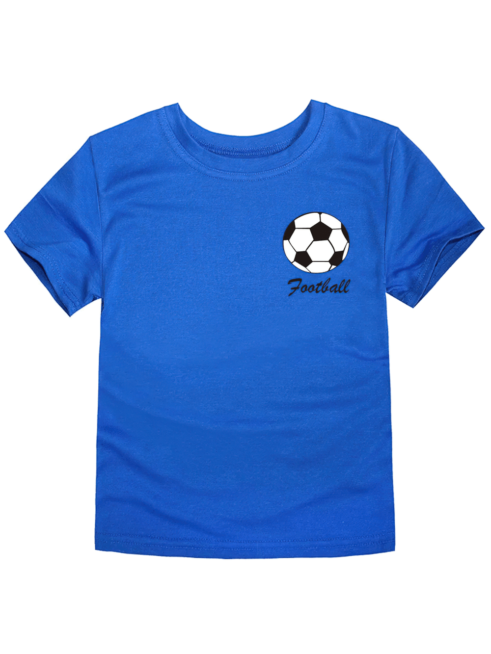 Kids blue cotton T-shirt with soccer ball print and 'Football' text, perfect for sports and everyday wear - SF3122