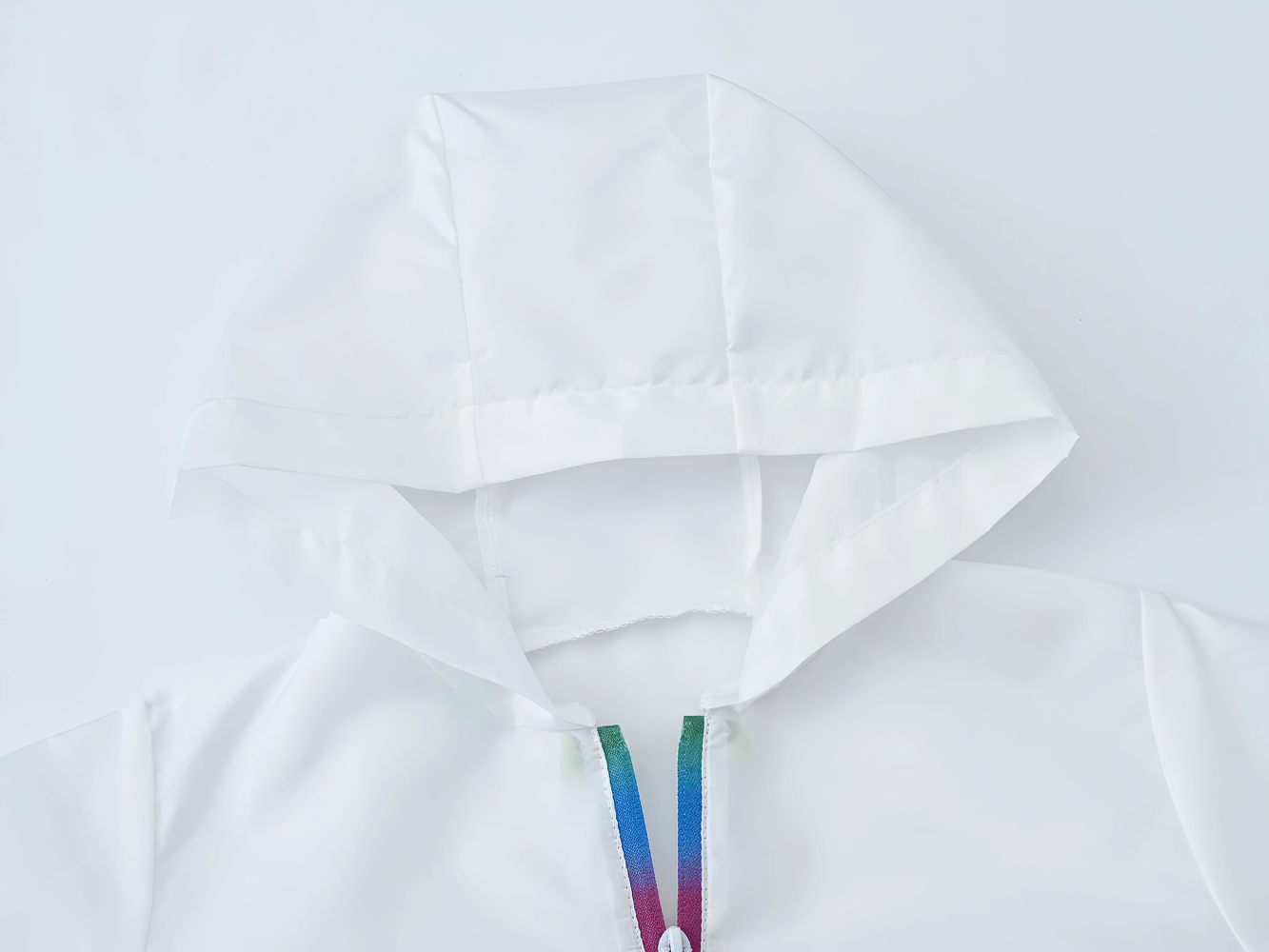 Close-up of Kids Gradient Hooded Jacket with Zipper and Pockets - SF3636 showcasing vibrant colors and hood detail.