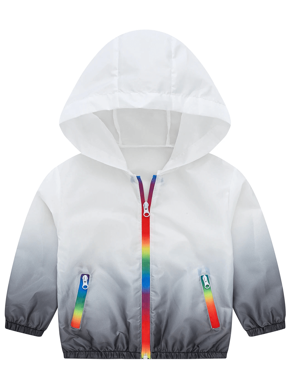 Kids Gradient Hooded Jacket with Zipper and Pockets - SF3636, colorful gradient design for boys and girls, lightweight UV-protection.