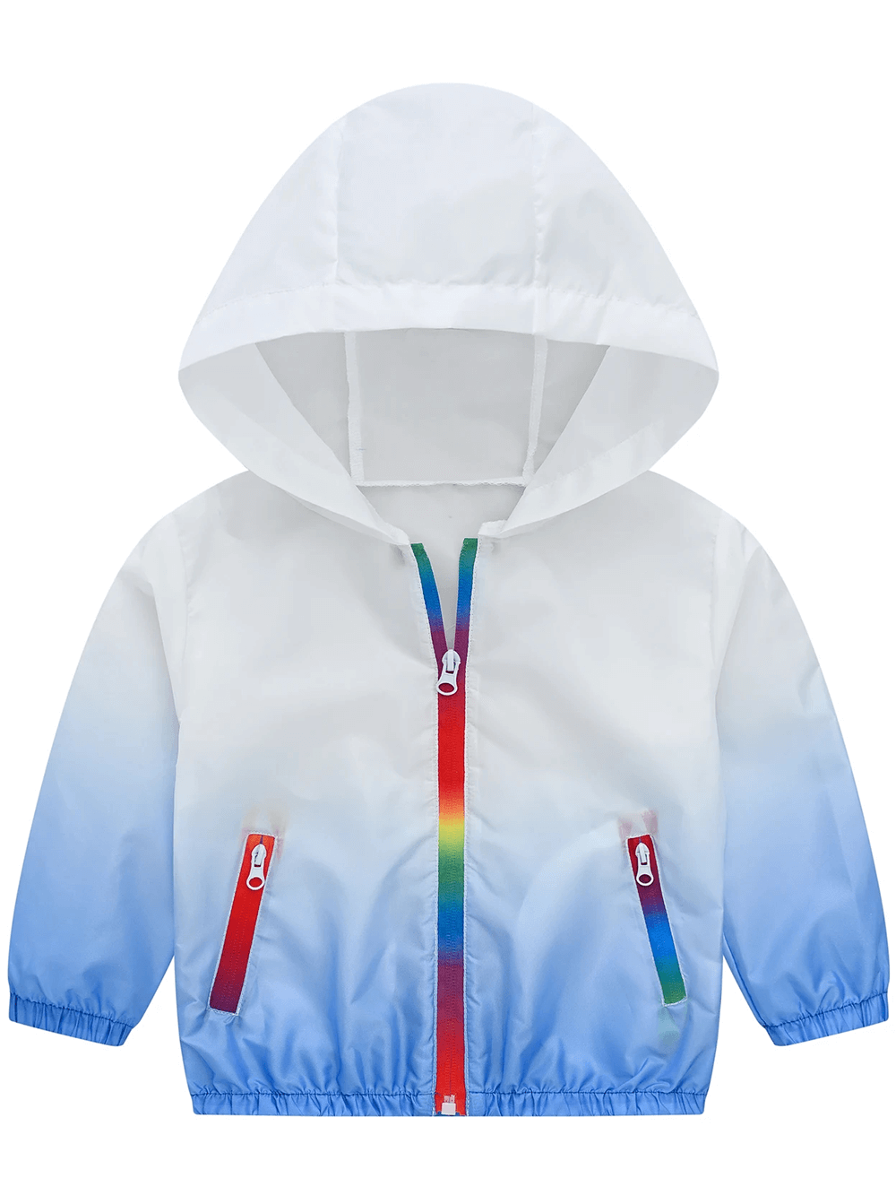 Kids Gradient Hooded Jacket with Zipper and Pockets - SF3636, lightweight UV-protection children's jacket with vibrant gradient design.