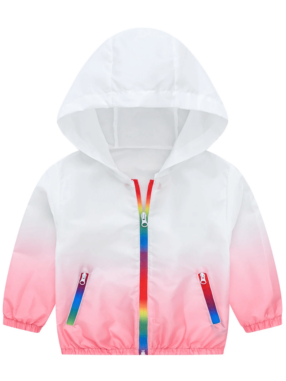Kids Gradient Hooded Windbreaker with Zipper - SF3652 in colorful ombre design, perfect for boys and girls on sunny summer days.