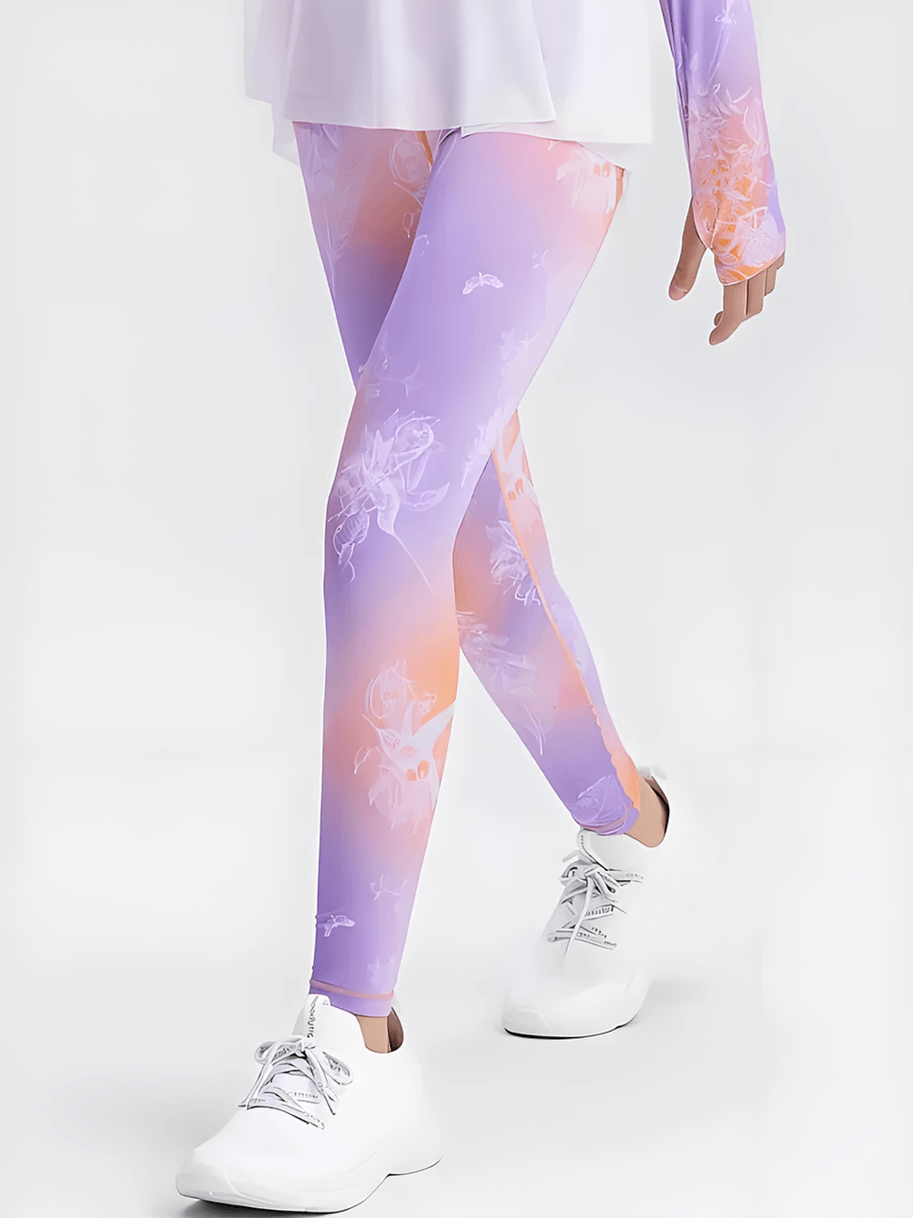 Kids Gradient Stretch Leggings for Sports and Yoga - SF3736 in vibrant purple and orange hues, perfect for active sports and dance.