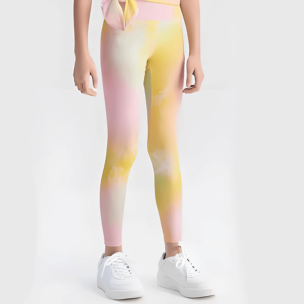 Kids Gradient Stretch Leggings for Sports and Yoga - SF3736, vibrant gradient sports leggings, quick-dry spandex, sun protective
