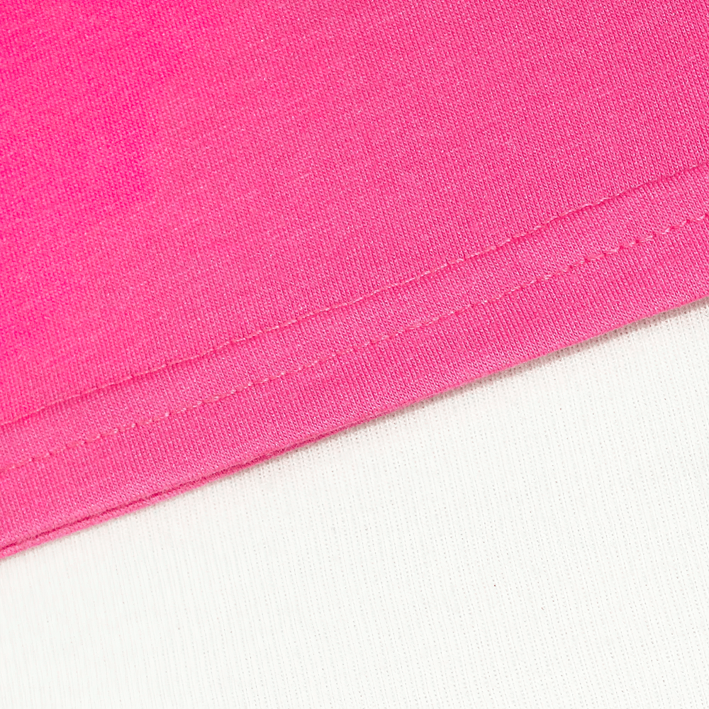 Bright pink fabric of Kids Graphic T-Shirt with Colorful Flower Design - SF3749 showcasing vibrant color and soft cotton texture.