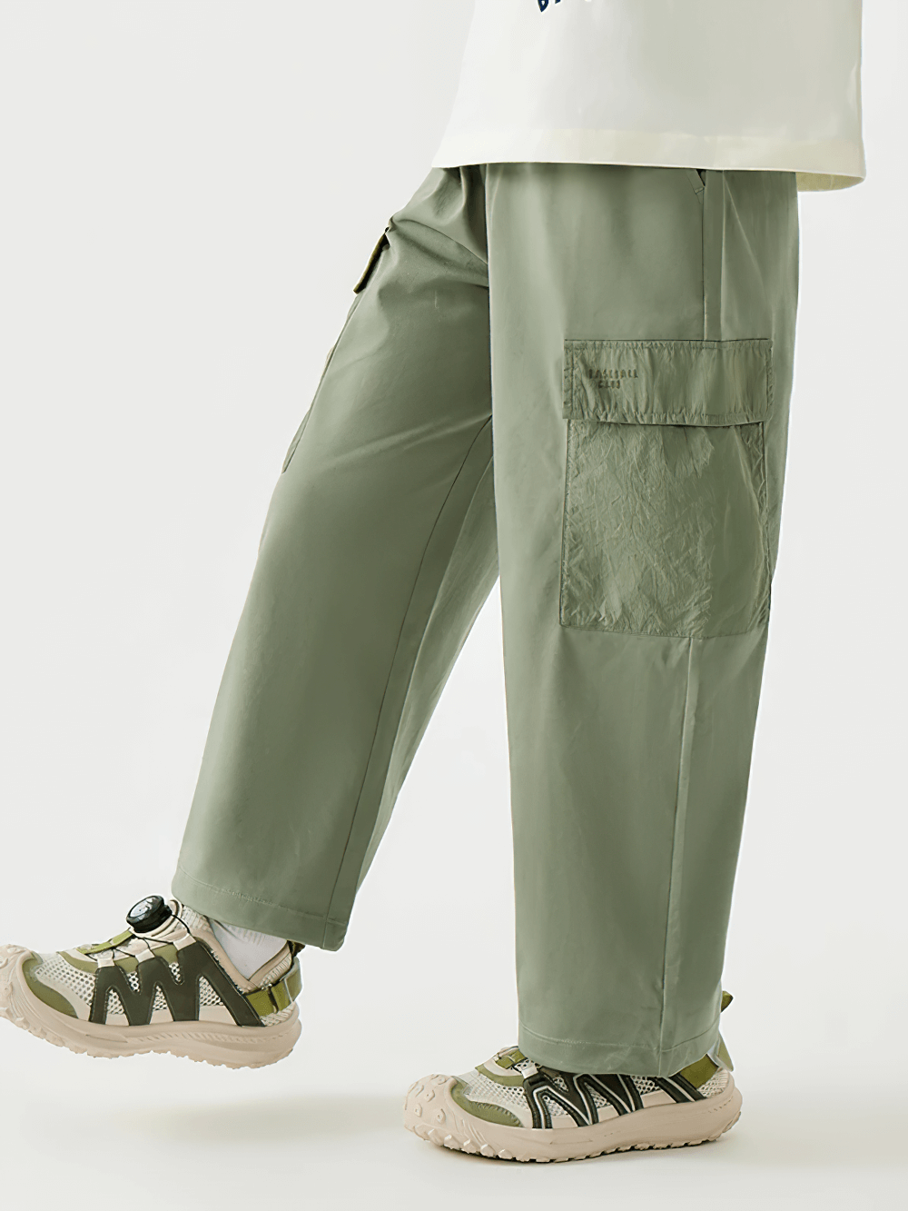 Kids Hiking Pants with Elastic Waist and Pockets - SF3802, shown in a sporty outdoor setting; ideal for active play and durability