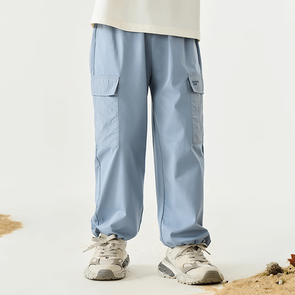 Kids Hiking Pants with Elastic Waist and Pockets - SF3802 in blue for outdoor play