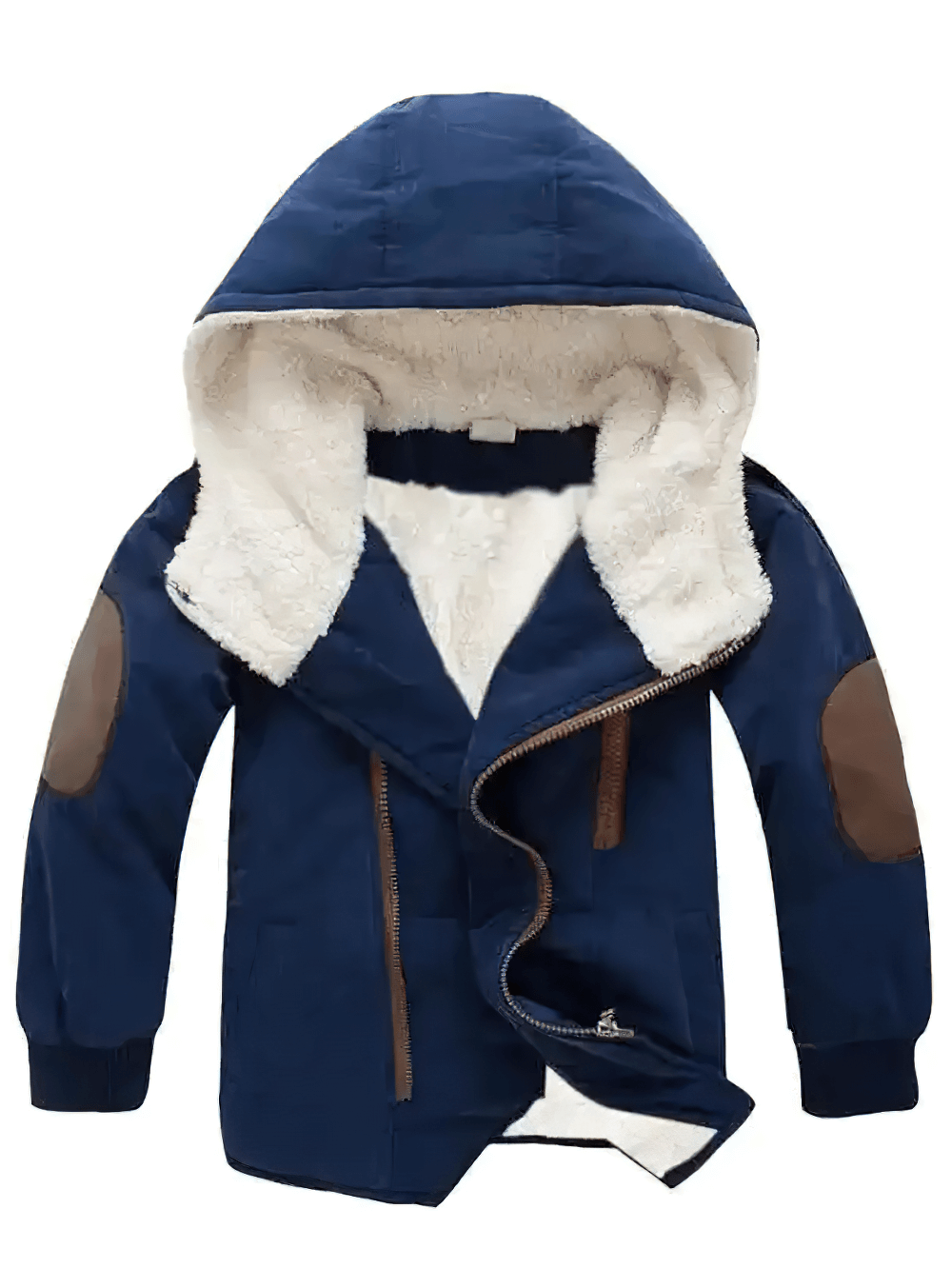 Kids Hooded Cotton Parka Jacket with Warm Lining - SF3591 featuring soft fleece lining, asymmetrical zipper, and practical pockets.
