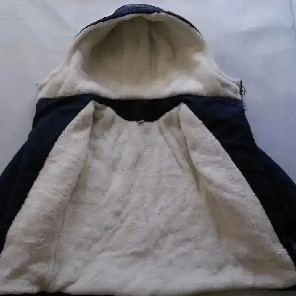 Interior view of the Kids Hooded Cotton Parka Jacket with Warm Lining - SF3591, showing the soft fleece lining inside.