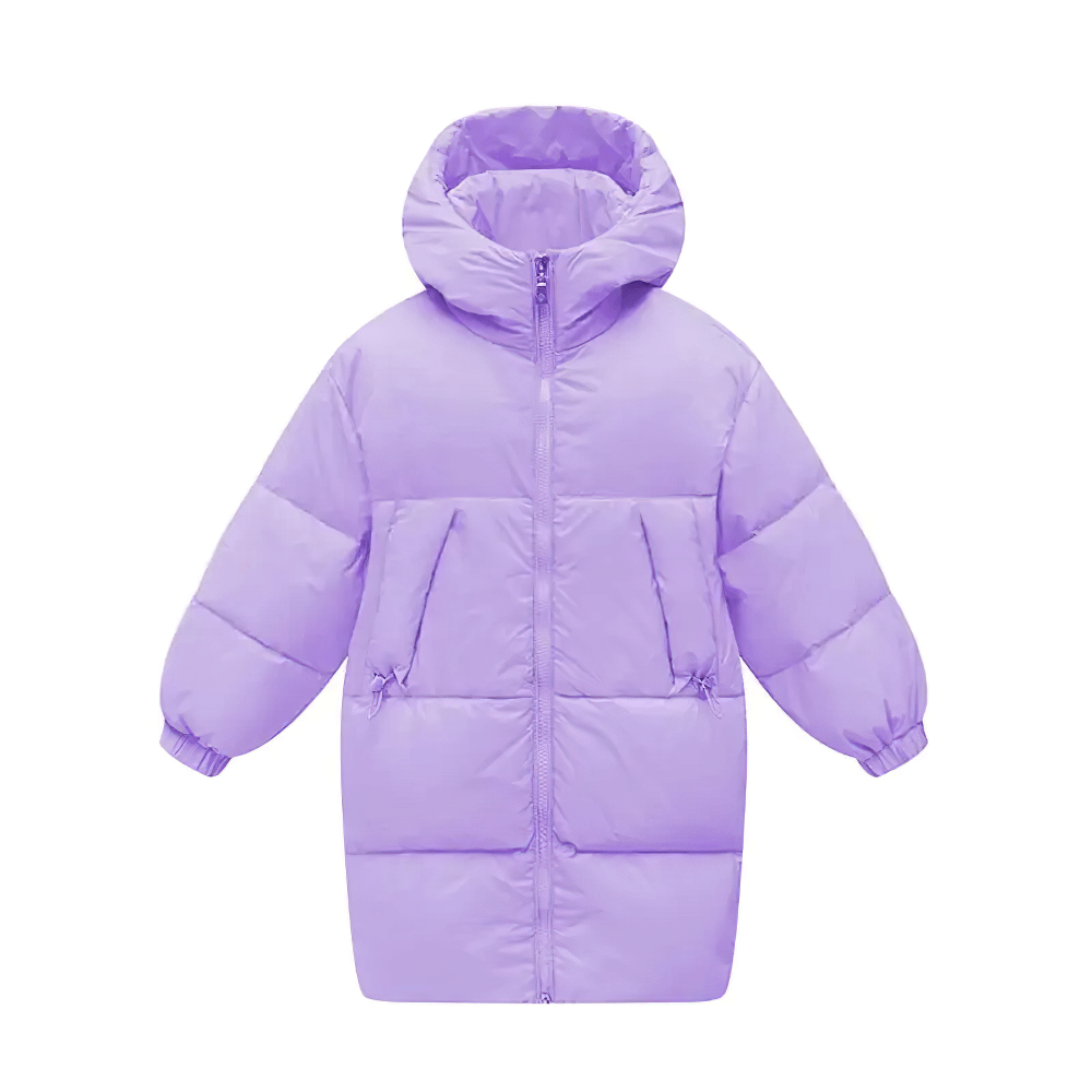 Kids Hooded Down Warm Coat for Boys and Girls - SF3873 in purple, perfect for outdoor activities and staying cozy in cold weather.
