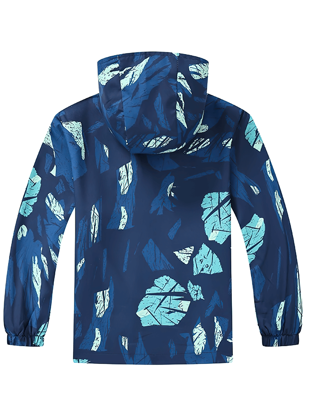 Kids Hooded Jacket with Colorful Graffiti Print - SF3606, playful raincoat for boys and girls, blue graffiti style print, hooded design