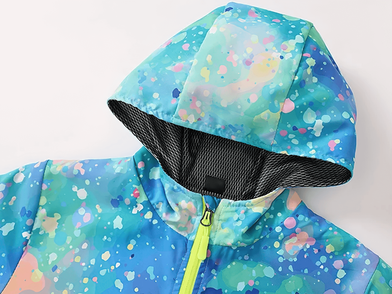 Colorful graffiti rain jacket with hood - Kids Hooded Jacket with Colorful Graffiti Print - SF3606