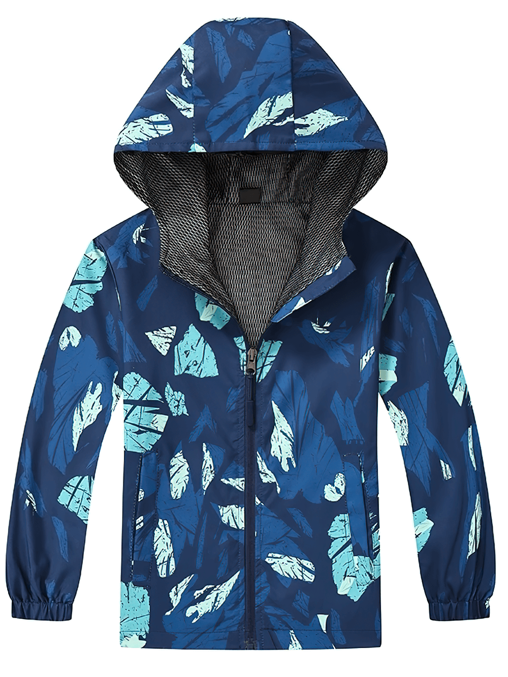 Kids Hooded Jacket with Colorful Graffiti Print - SF3606, waterproof and designed for fun outdoor adventures in rain or wind.