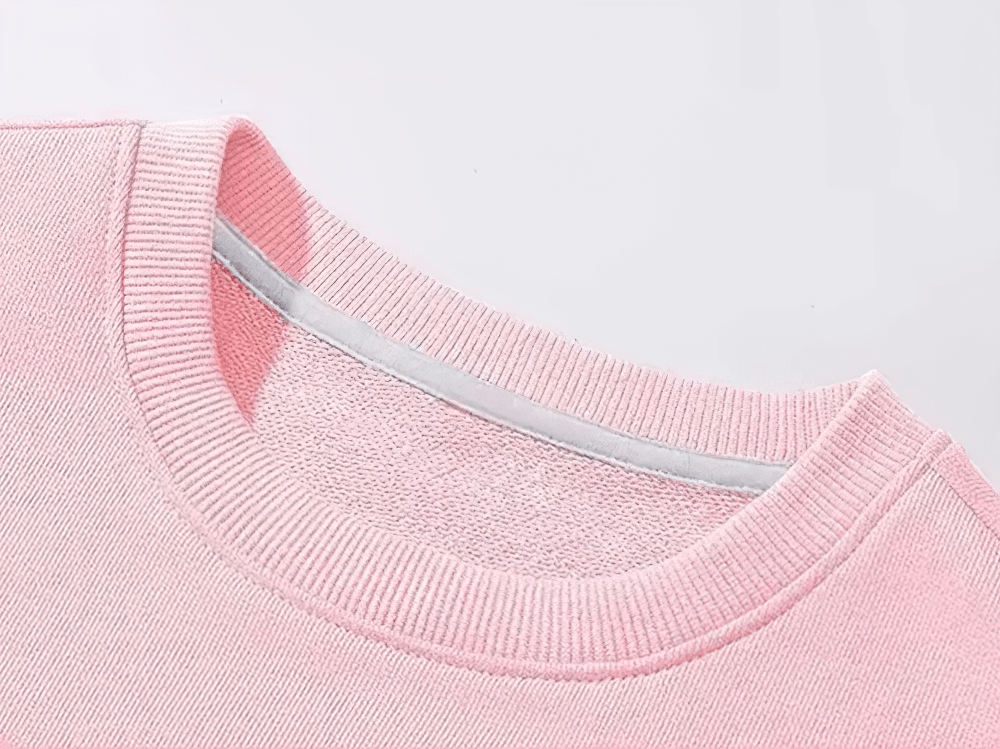 Close-up of Kids Leaf Print Long-Sleeved Sweatshirt for Girls - SF3807 collar with ribbed design.