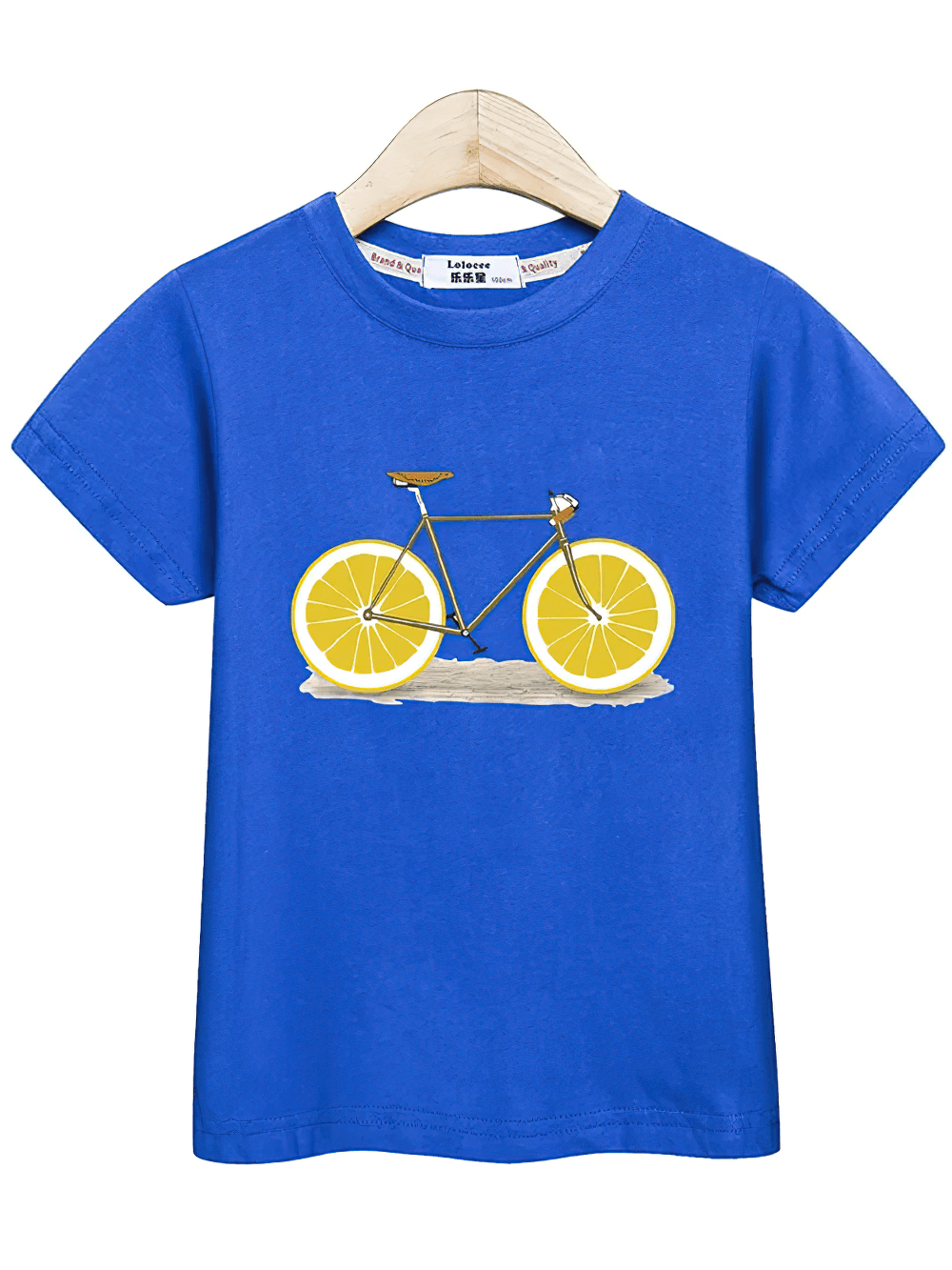 Kids Lemon Bike Graphic T-Shirt with Fun Style - SF3773 in blue with bicycle design for boys and girls