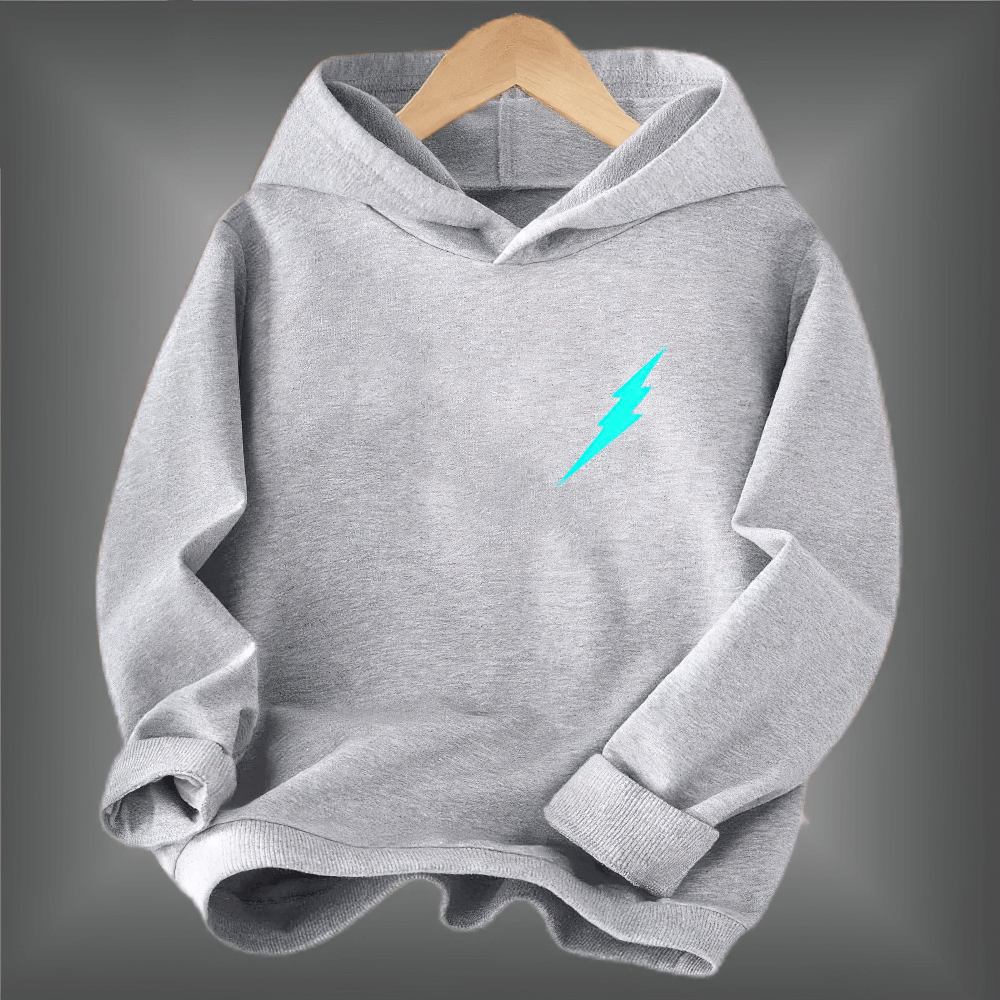 Kids Lightning Graphic Hoodie In Bold Colors - SF3815, featuring electric bolt design in vibrant colors for stylish and warm outfits.