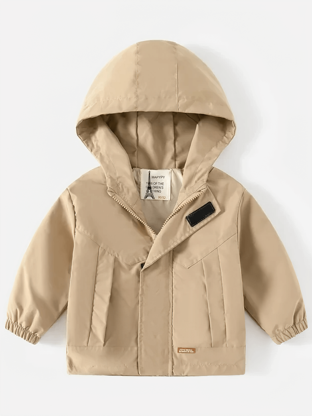 Kid's Lightweight Hooded Windbreaker - SF3549 in beige with front zipper and side pockets, perfect for breezy days and outdoor adventures