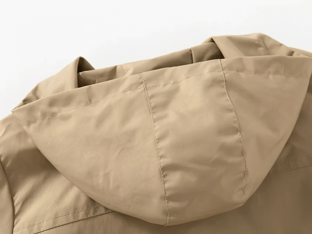 Kid's Lightweight Hooded Windbreaker - SF3549 in beige, showing durable material and hood design. Ideal for school and outdoor adventures.