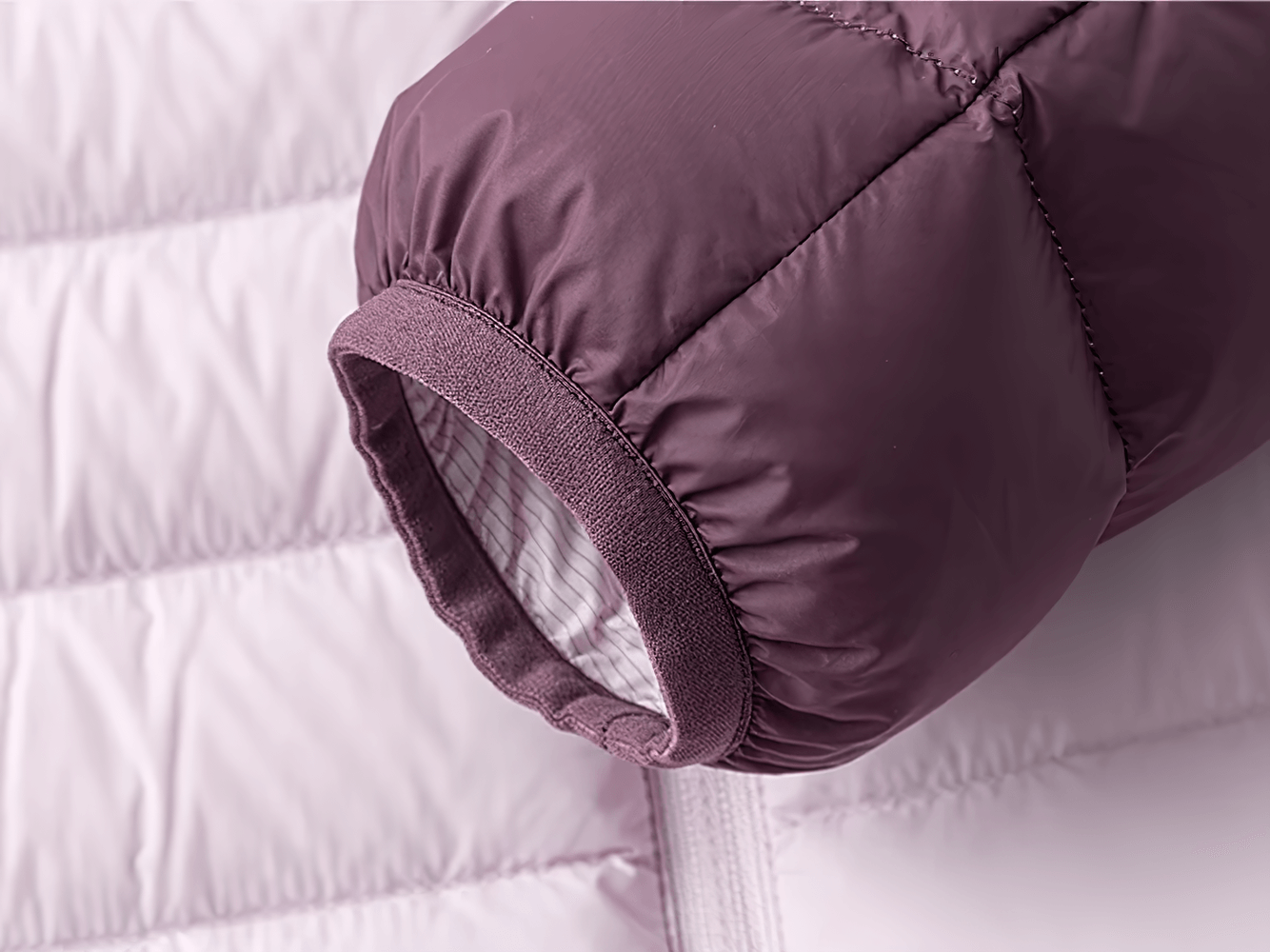 Close-up of Kids Lightweight Jacket with Warm Quilted Design - SF3702 featuring quilted sleeve in purple for cold weather insulation.