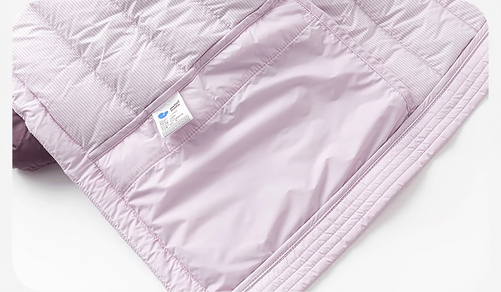 Inner view of Kids Lightweight Jacket with Warm Quilted Design - SF3702 showcasing quilted padding and stitch detail in purple.