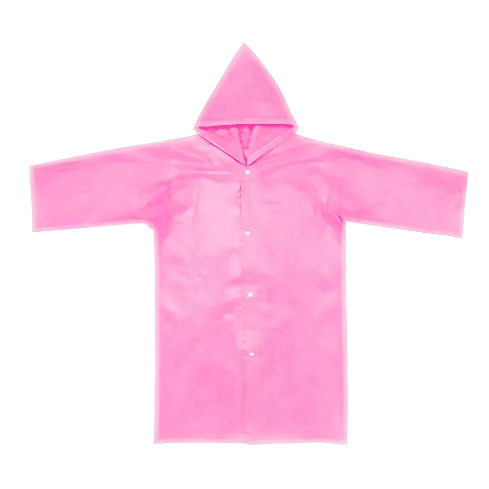 Kids Lightweight Waterproof Rain Poncho Coat - SF3648 in pink, perfect for outdoor adventures. Durable, portable, and great for boys and girls.