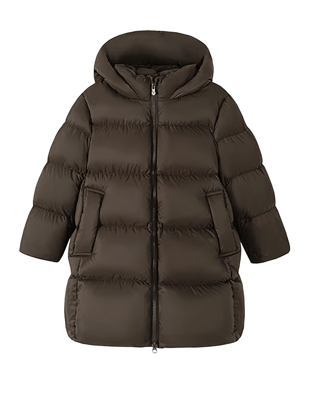 Kids Long Down Parka with Hood and Windproof Design - SF3511, children's waterproof winter coat with puffer insulation and large hood.