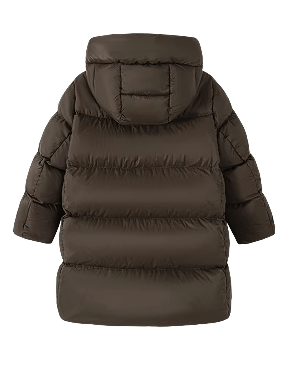 Kids Long Down Parka with Hood and Windproof Design - SF3511 shown in winter-ready brown puffer style.
