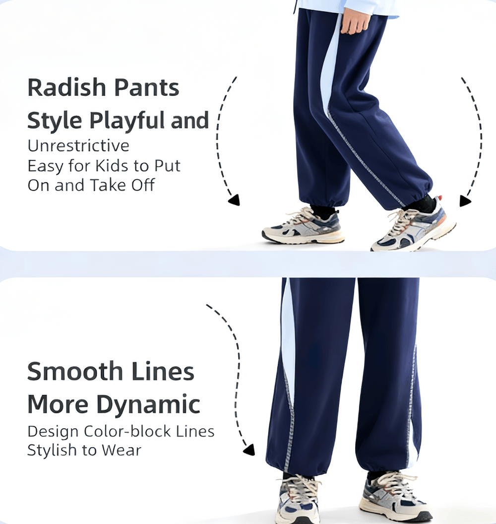 Kids Loose Jogger Pants with Elastic Waistband - SF3739 in blue with white stripes, perfect for active kids' play and comfort.