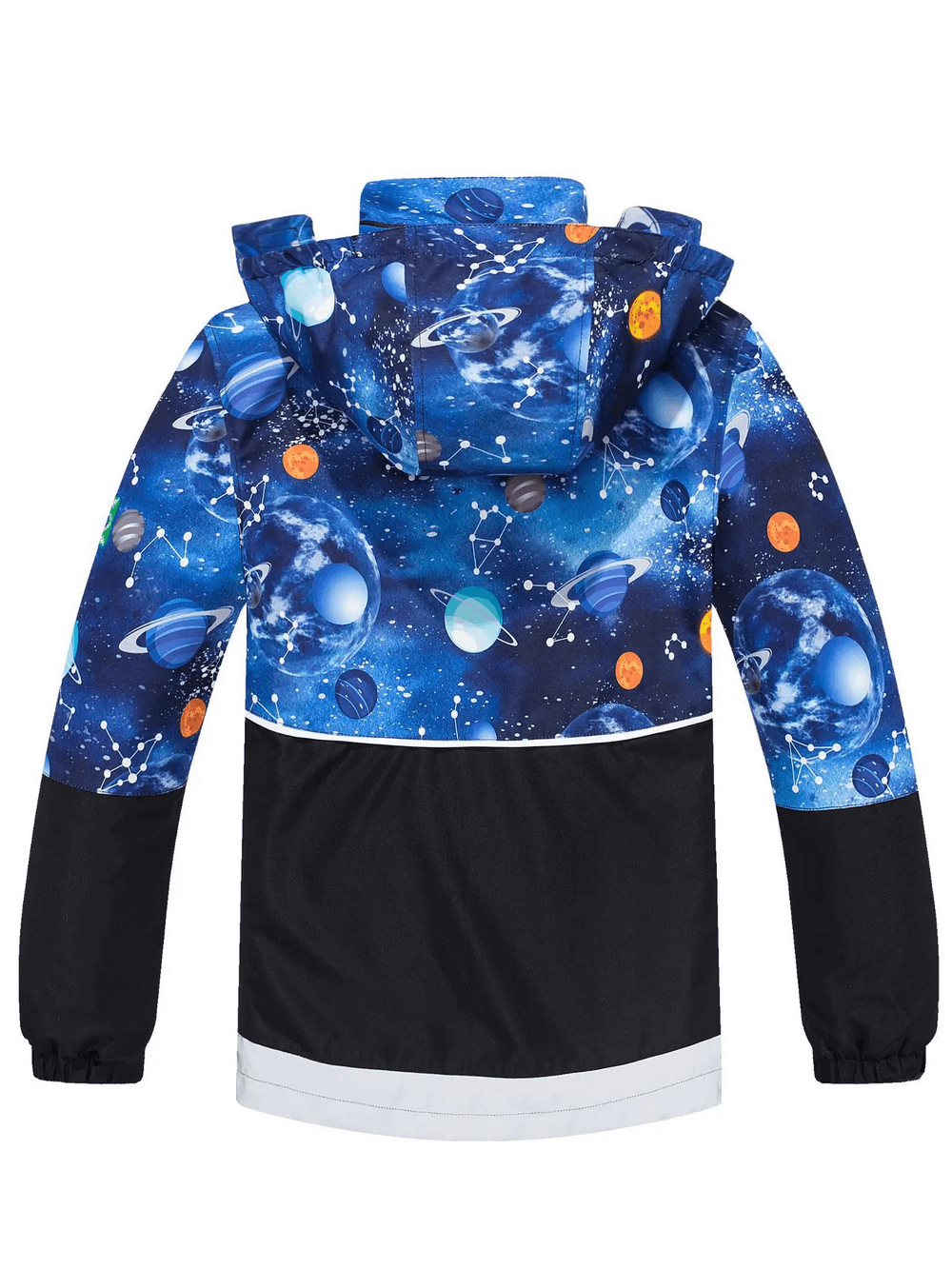 Kids' Outer Space Waterproof Zip Hooded Jacket - SF3585 with galaxy design, perfect for exploring in style. Fleece lined and waterproof.