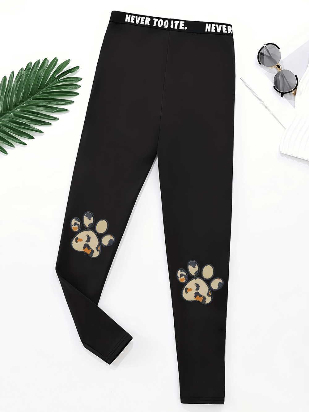 Kids Paw Print Sport Leggings with Stretch Waist - SF3796 featuring playful paw design and soft stretch fabric for active girls