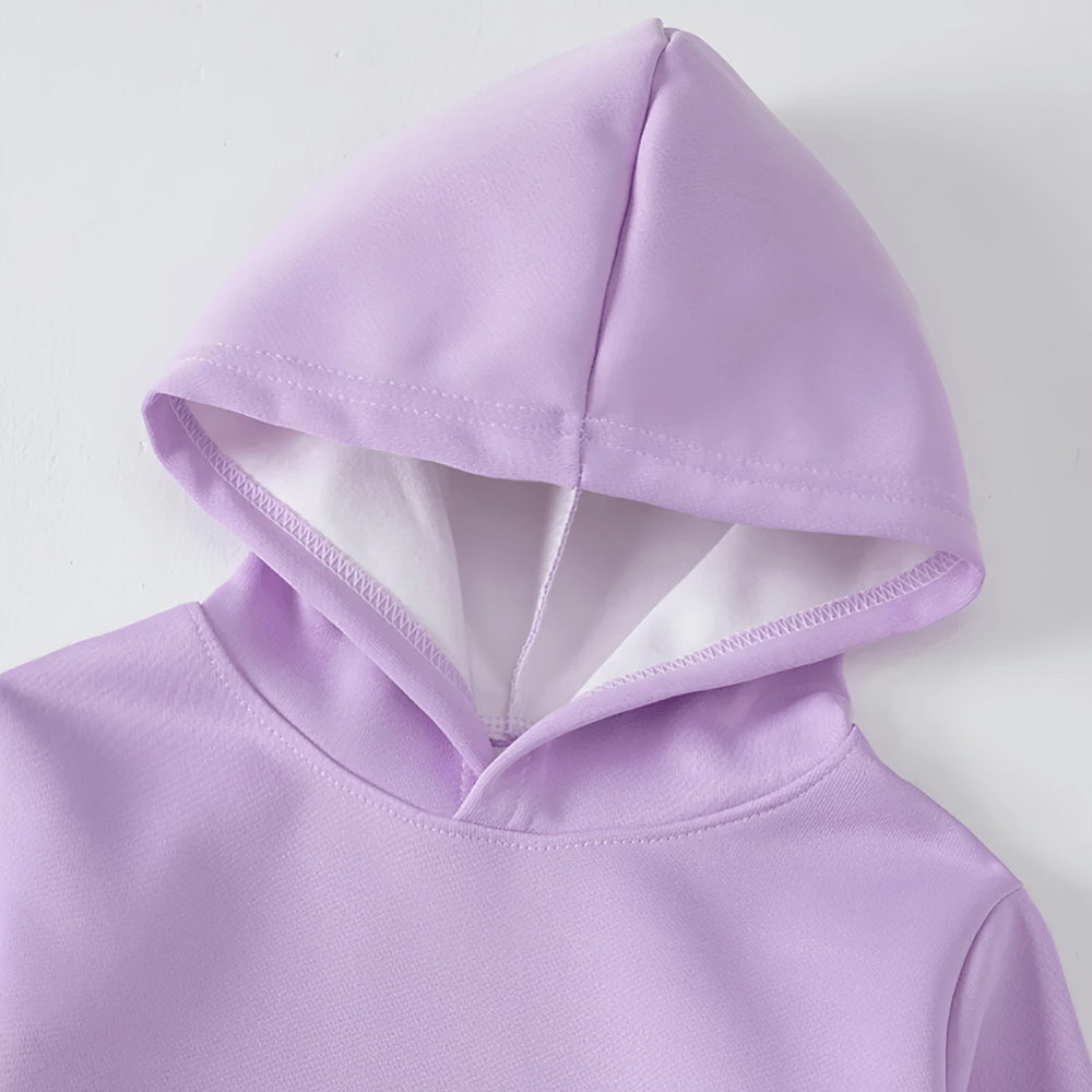 Lavender kids pullover hoodie with hood and casual fit, perfect for boys and girls everyday adventures.