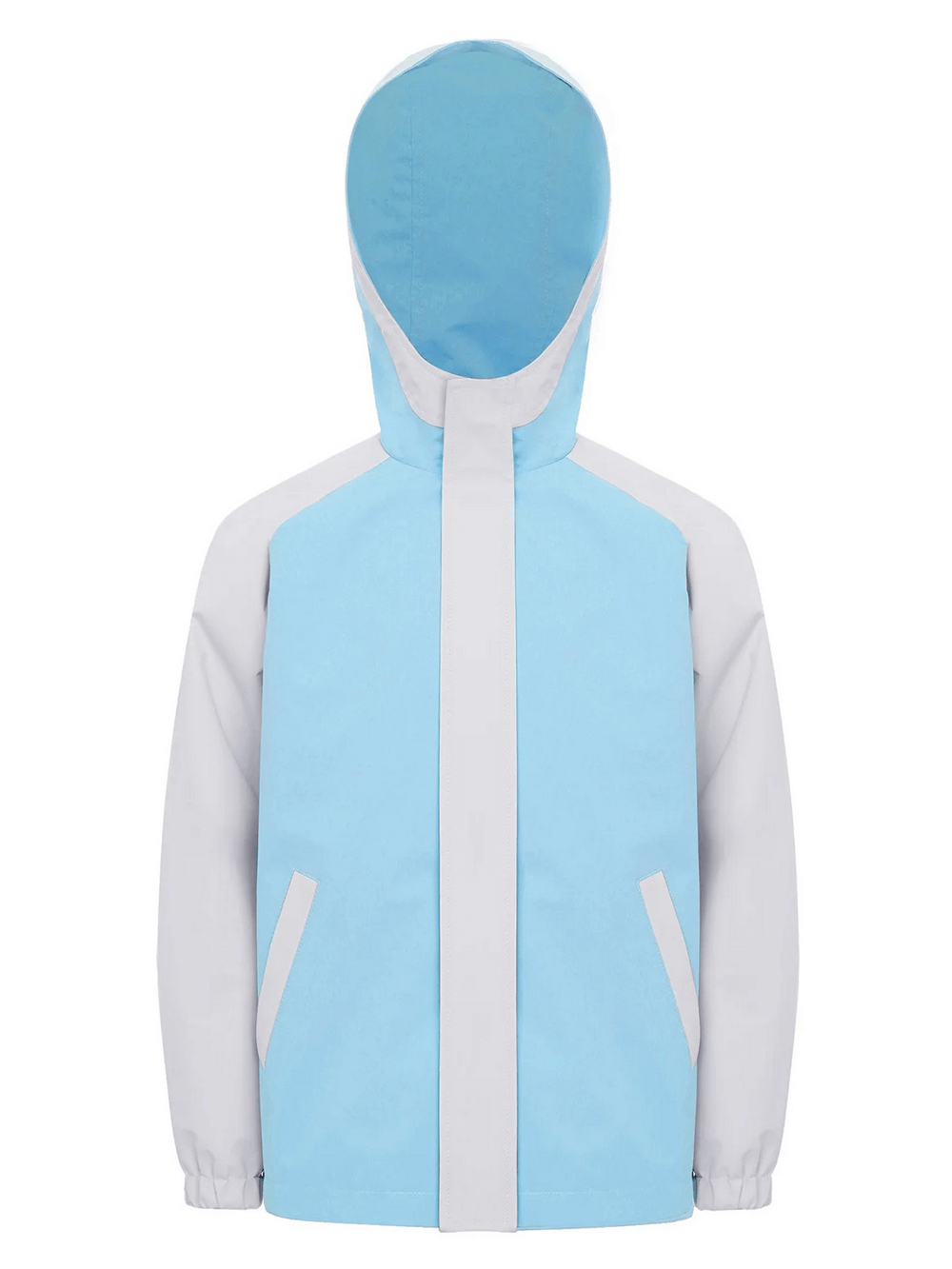 Kids Rainproof Hooded Windbreaker Jacket - SF3697 in blue and white, lightweight with elastic cuffs and side pockets for outdoor play.