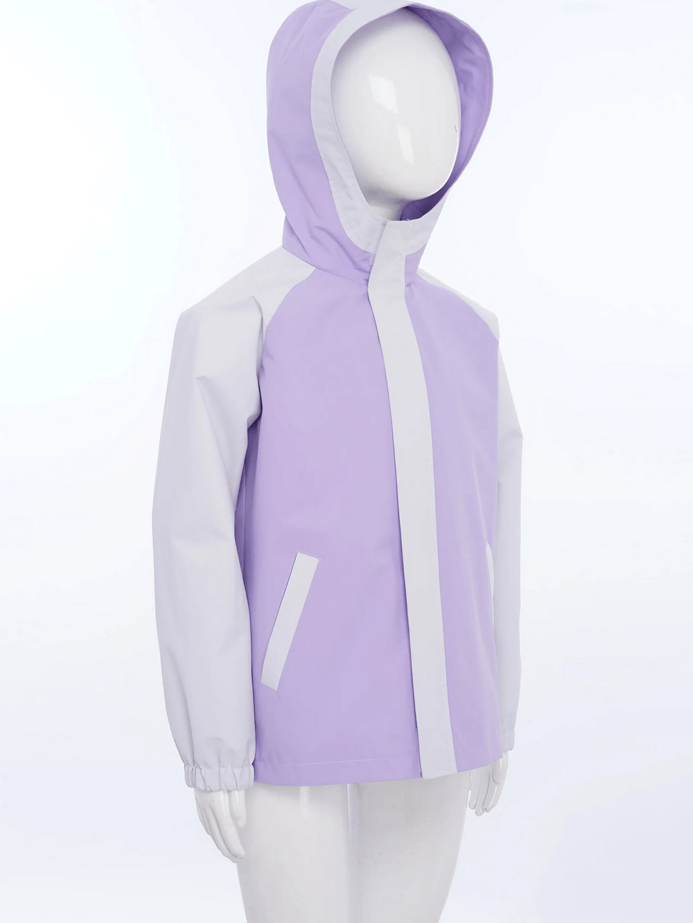 Lilac and white kids coat with hood