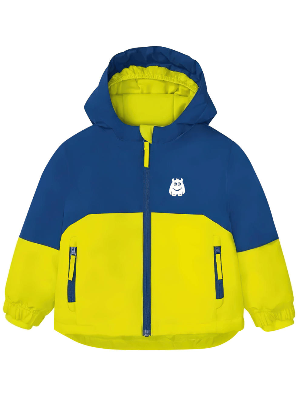 Kids Ski Jacket with Hood and Elastic Cuffs - SF3580 in vibrant blue and yellow for toddlers