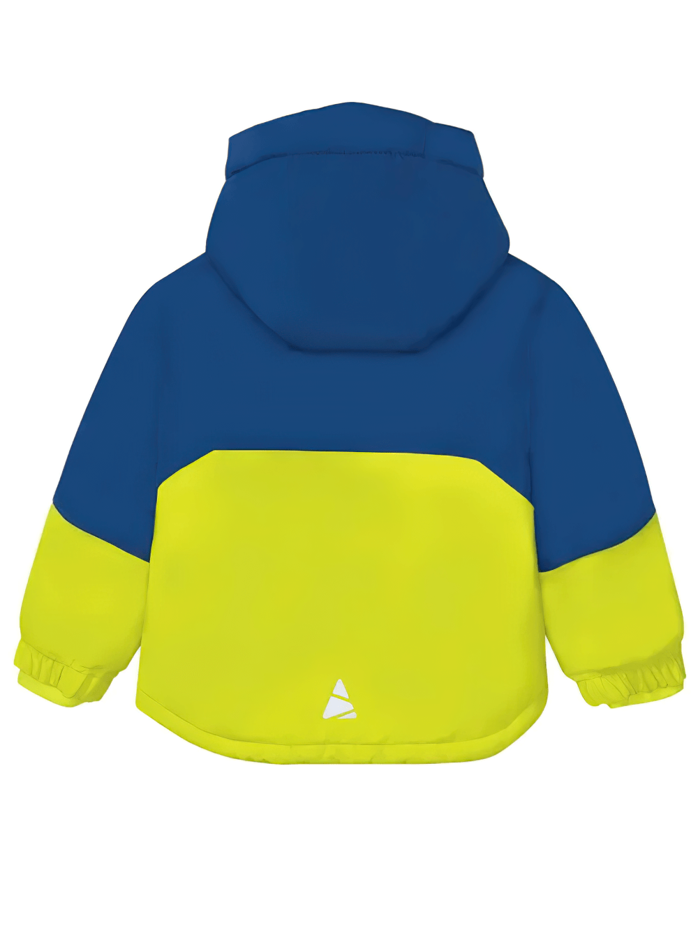 Kids Ski Jacket with Hood and Elastic Cuffs - SF3580, blue and yellow, toddler winter snow coat, back view.