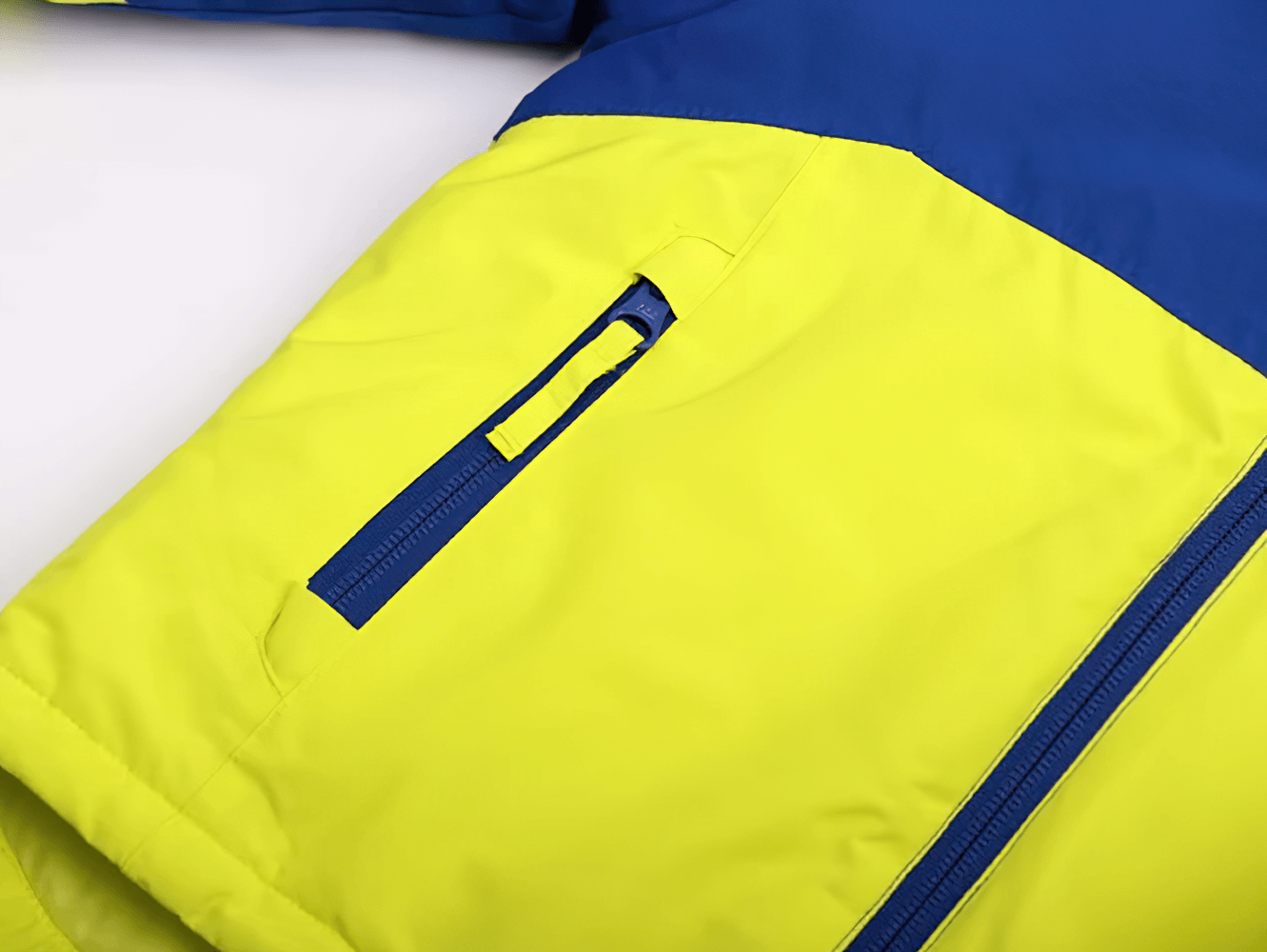 Bright yellow Kids Ski Jacket with Hood and Elastic Cuffs - SF3580 featuring convenient zip pockets for snow adventures.