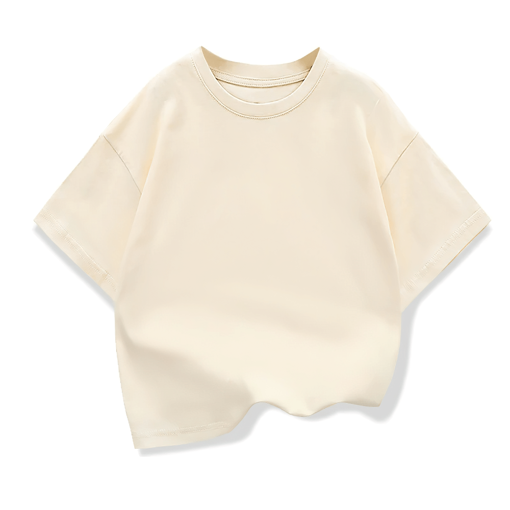 Kids creamy solid color short-sleeved cotton t-shirt, style SF3121, perfect for casual wear and comfort.