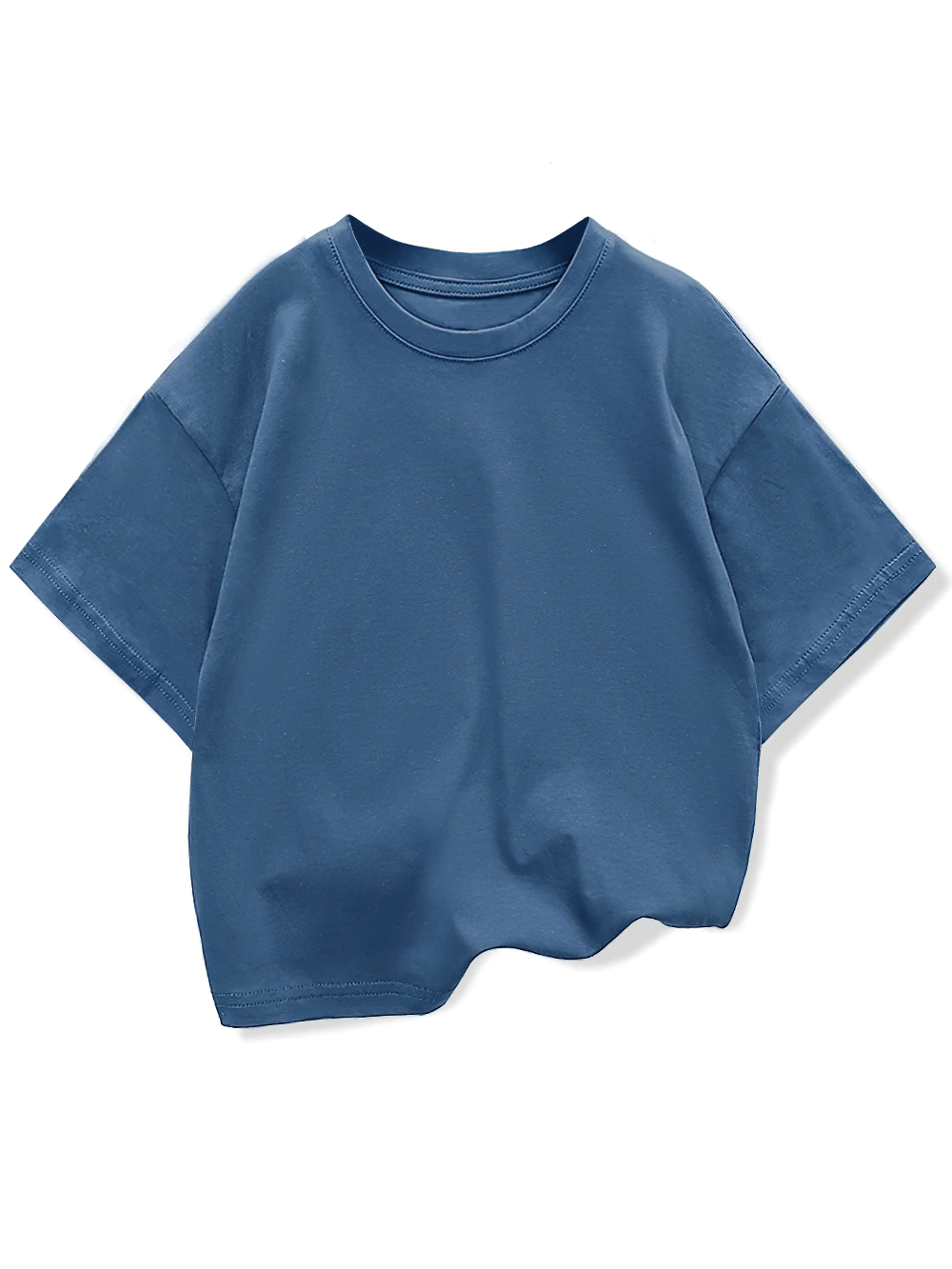 Solid blue kids cotton T-shirt, short-sleeved, casual wear, SF3121