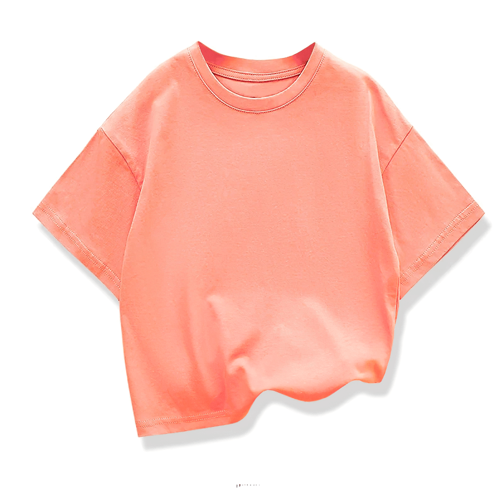 Vibrant kids short-sleeved coral cotton T-shirt, perfect for comfort and style. Model SF3121.