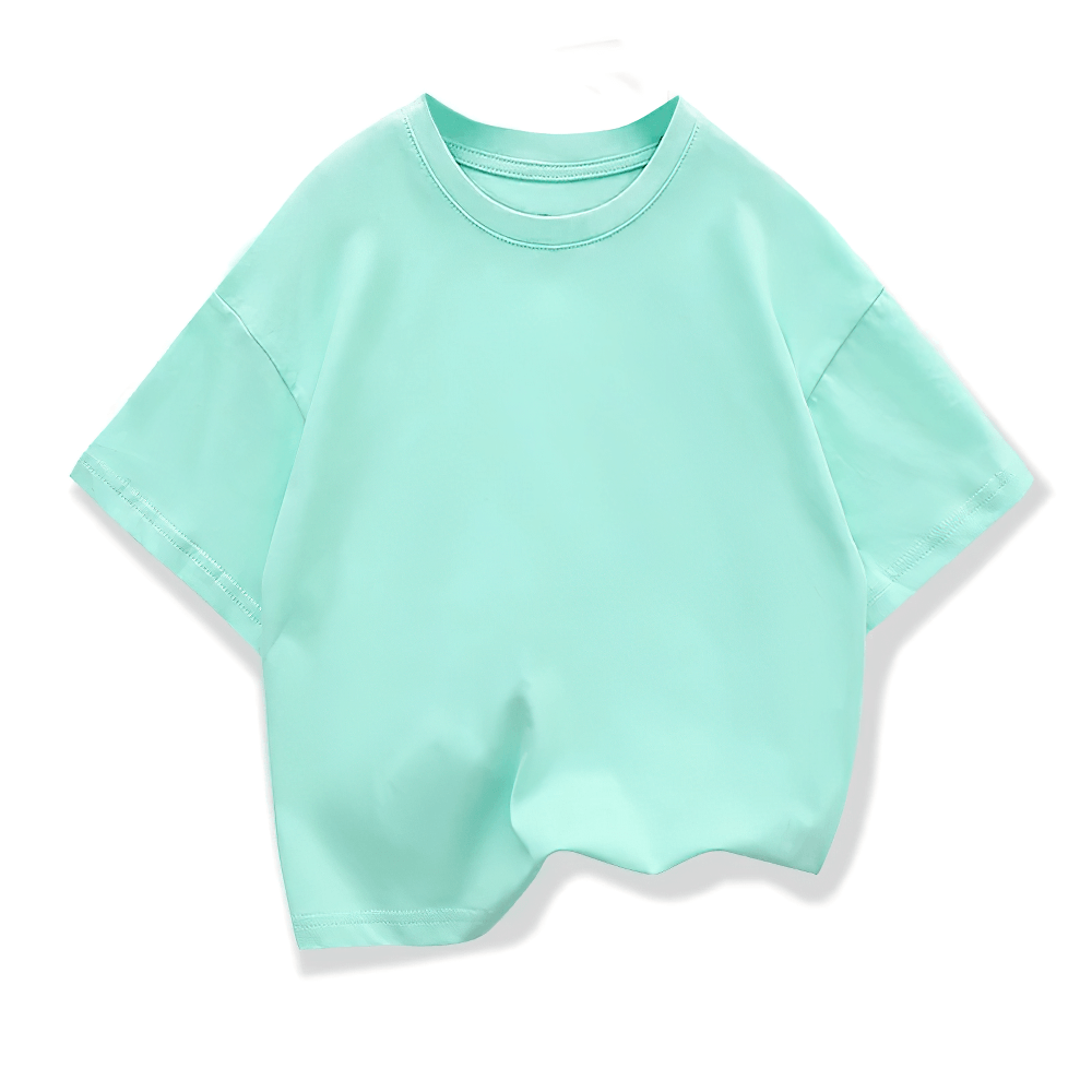 Aqua kids solid color short-sleeved cotton T-shirt, style SF3121, perfect for casual wear.
